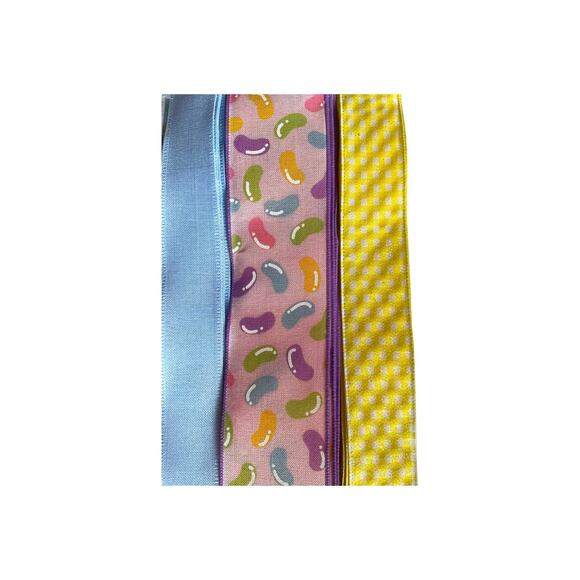 DIY Bunny Trail Easter Wreath Kit, Spring Jelly Bean Sign Ribbon Bundle Set - Picture 5 of 5